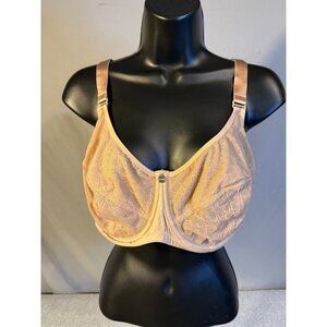 Parfait Womens Nude Lace Bra Underwire Support Size 38G Sheer Sexy Metal Accent